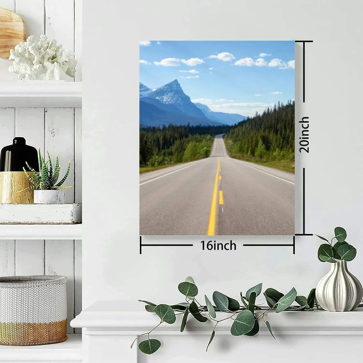 Bathroom Wall Art Scenic Road Banff Pictures Wall Decor Framed Canvas Wall Art for Bedroom Artwork Paintings Living Room Kitchen Farmhouse 16x20