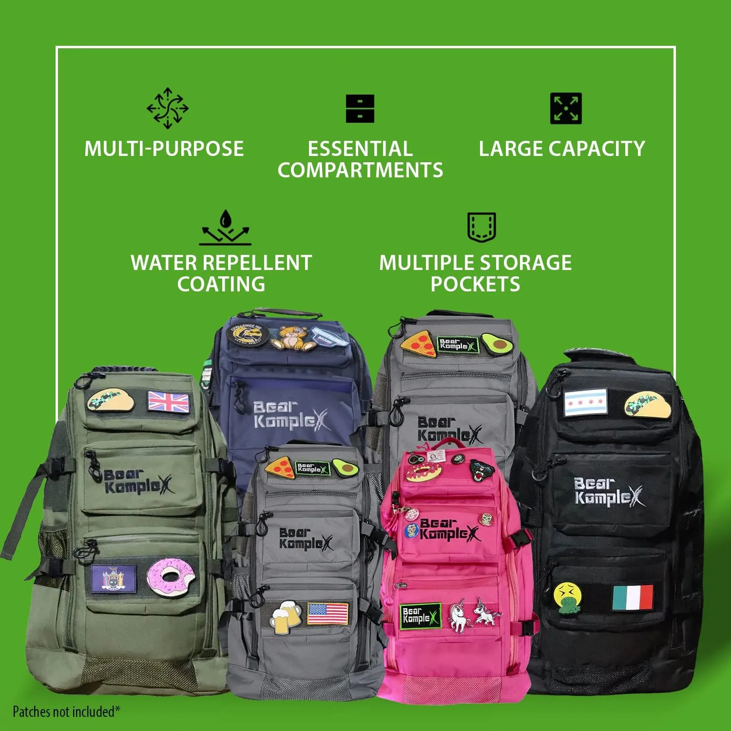 Bear KompleX Military Grade Tactical Backpack,1000 Denier Nylon, Water Repellent Coating, Multiple Storage Pockets, 50 L