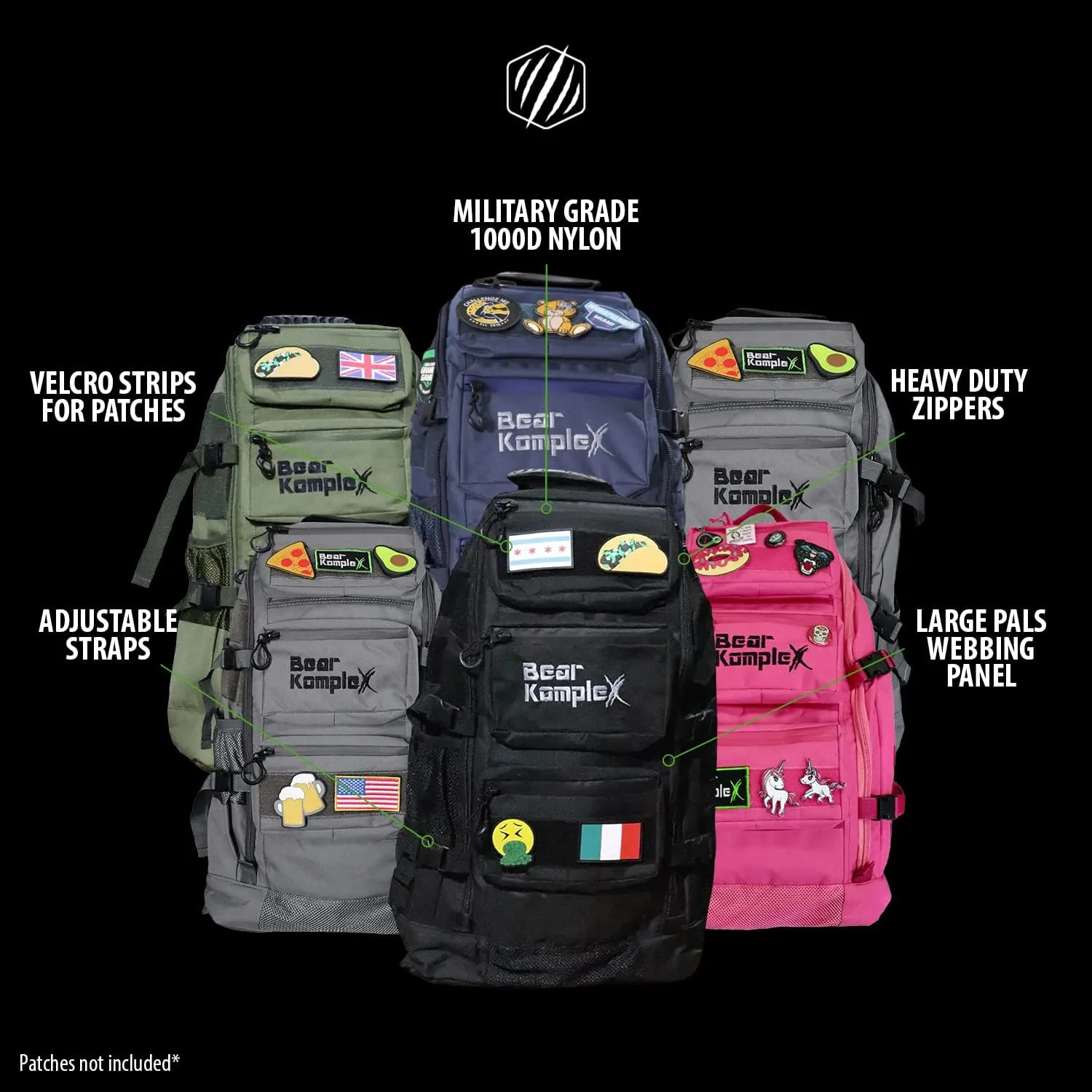 Bear KompleX Military Grade Tactical Backpack,1000 Denier Nylon, Water Repellent Coating, Multiple Storage Pockets, 50 L