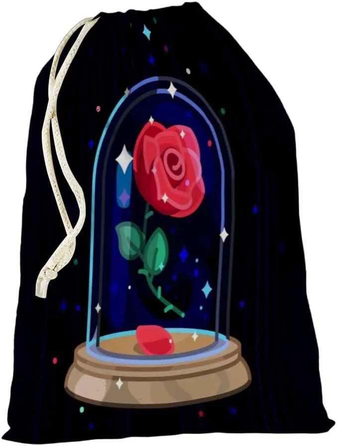 beauty and beast Reusable Drawstring Bag Christmas Gift Pouch Storage Pocket Personalized for Xmas Party Supplies