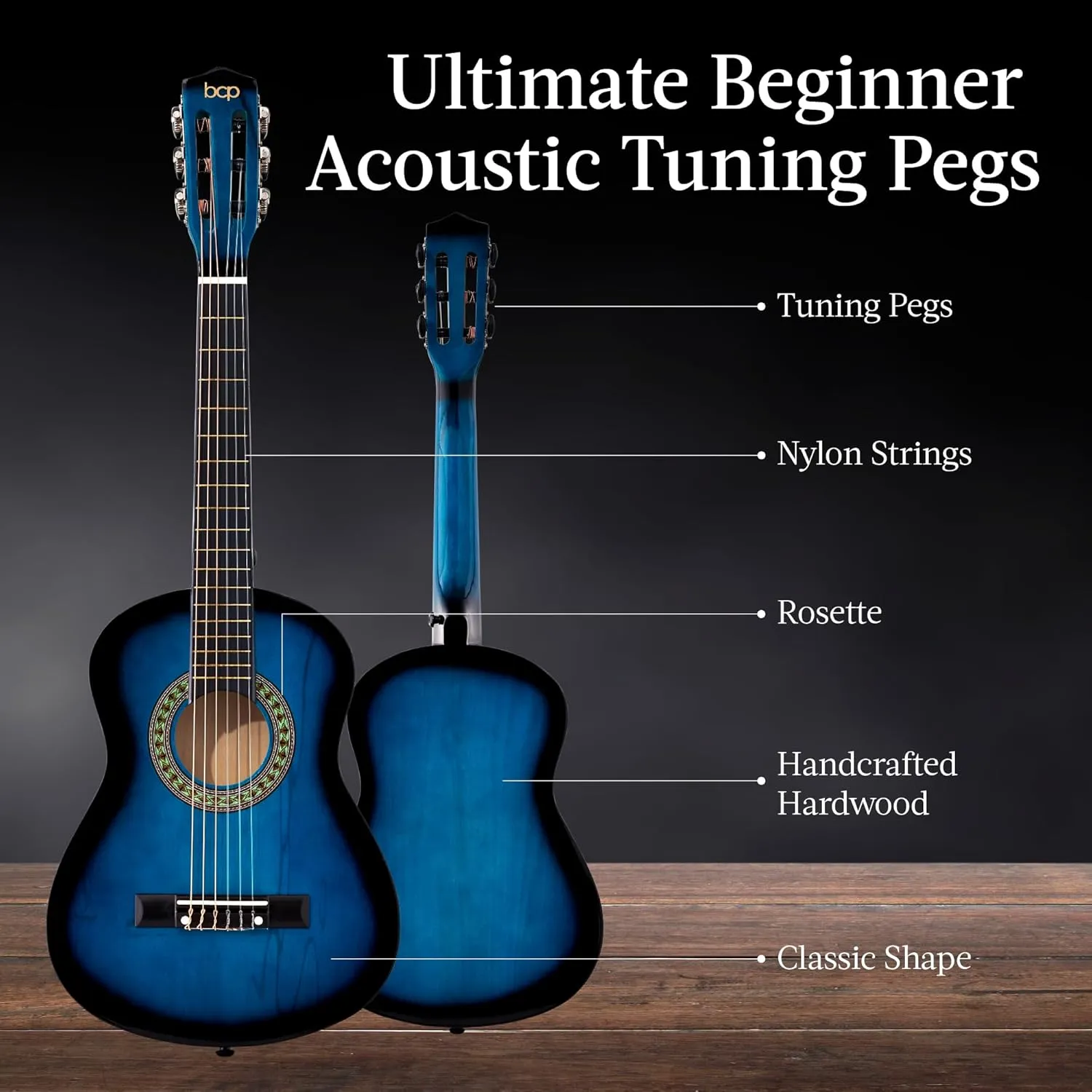 Best Choice Products 30in Beginners Acoustic Guitar, All-in-One Beginner Starter Kit w/Strap, Case, Extra Strings, Rosette Inlay - Blueburst