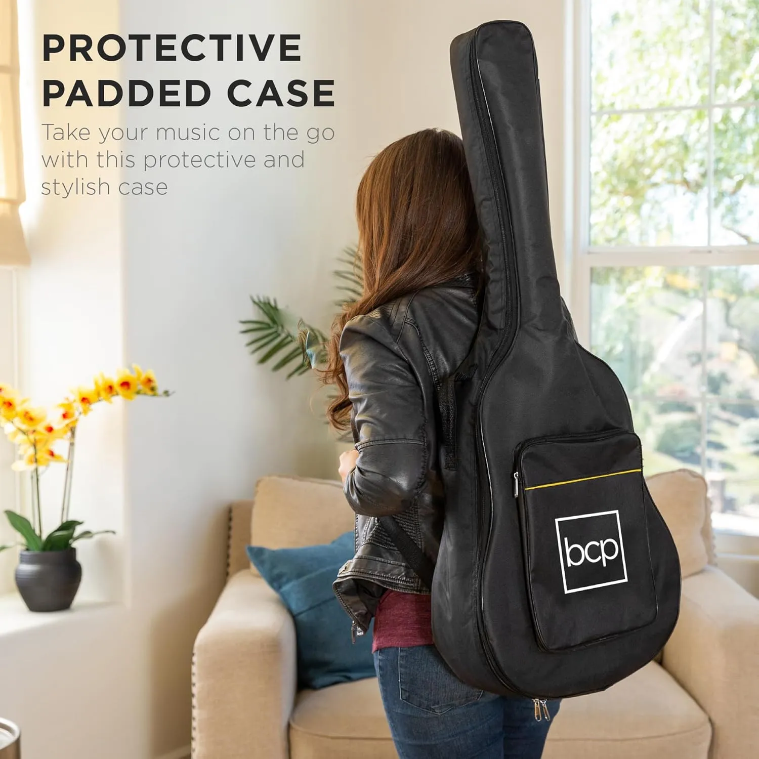 Best Choice Products 41in Full Size Beginner All Wood Acoustic Guitar Starter Set w/Gig Bag, Strap, Capo, Strings, Picks - SoCal Green