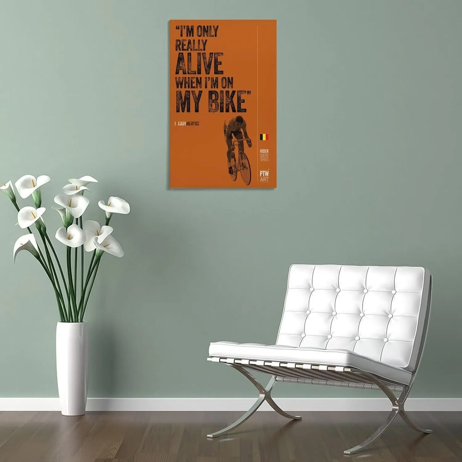 Bicycle Art, Famous Road Cyclist Eddy Merckx Motivational Quotes Poster, Man Cave Gym Canvas Wall Art Picture Home Decor Canvas Painting Wall Art Poster for Bedroom Living Room Decor 08x12inch(20x30cm