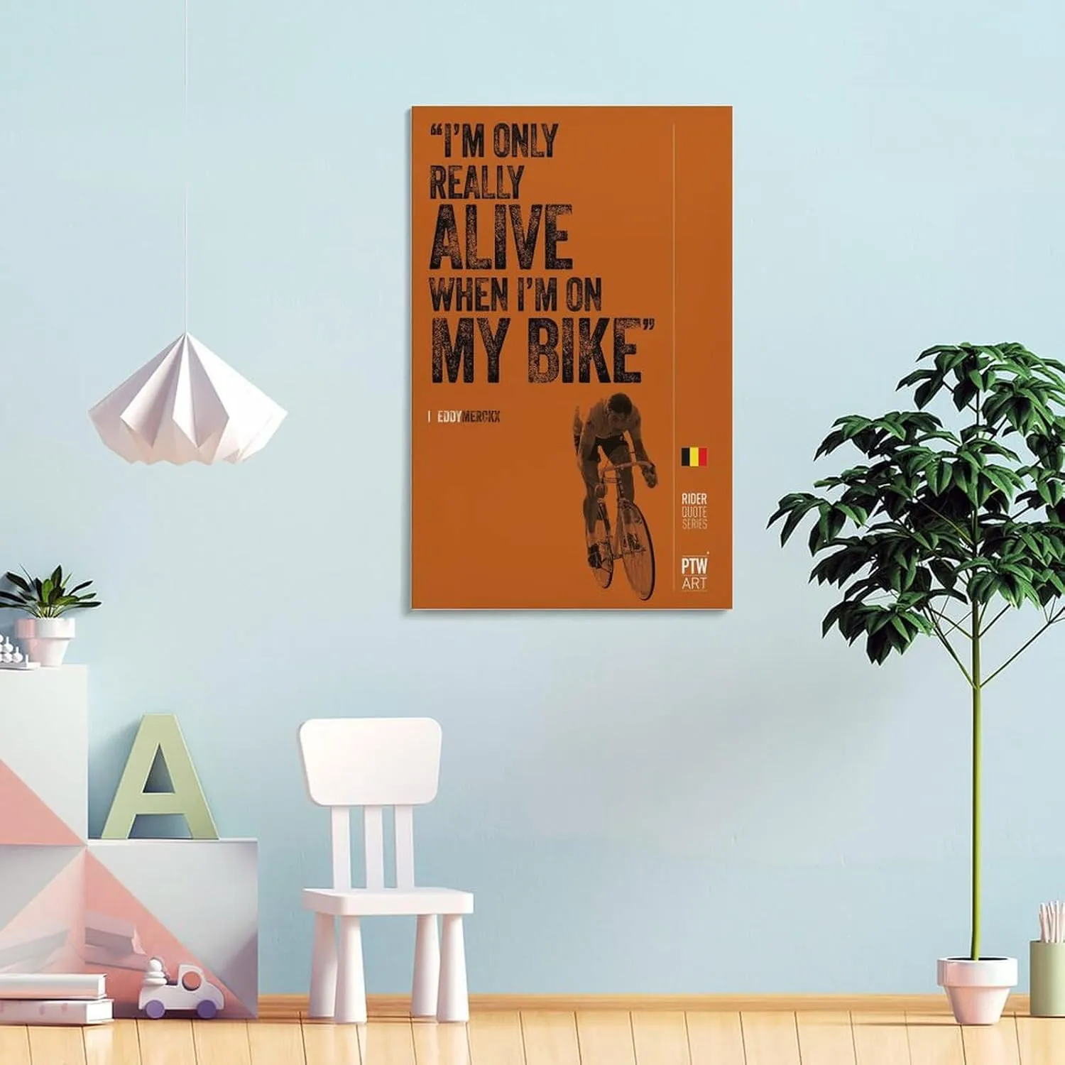 Bicycle Art, Famous Road Cyclist Eddy Merckx Motivational Quotes Poster, Man Cave Gym Canvas Wall Art Picture Home Decor Canvas Painting Wall Art Poster for Bedroom Living Room Decor 08x12inch(20x30cm