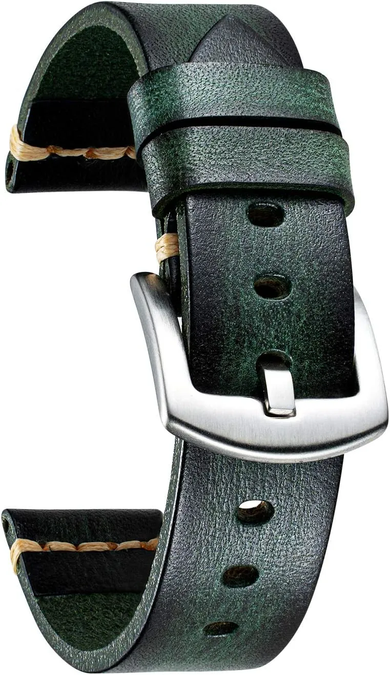 BINLUN Watch Band Compatible with Samsung Watch, Compatible with Huawei Watch, Compatible with Garmin Smartwatch Rubbing Tanned Leather Watch Straps 18/20/22/24mm