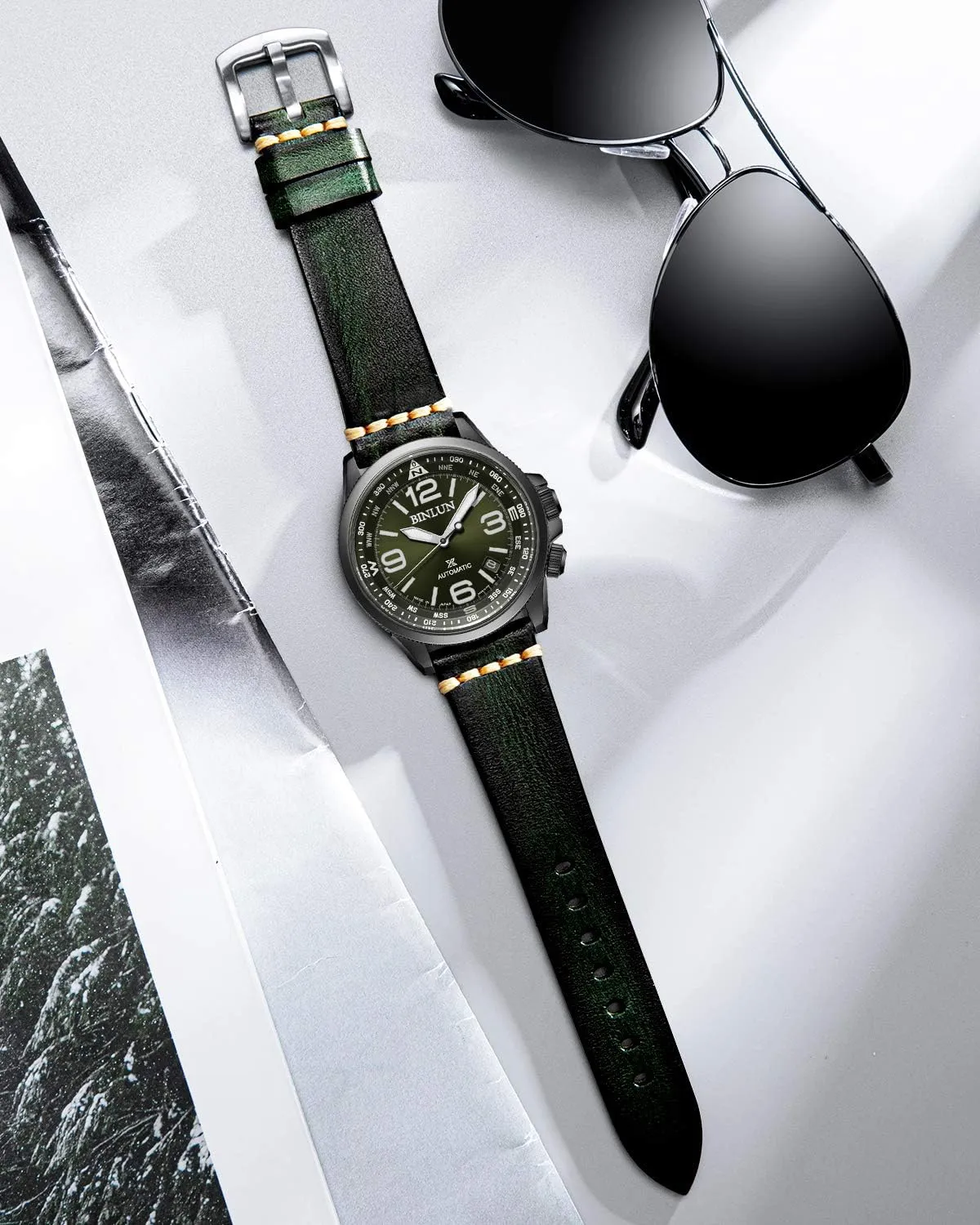 BINLUN Watch Band Compatible with Samsung Watch, Compatible with Huawei Watch, Compatible with Garmin Smartwatch Rubbing Tanned Leather Watch Straps 18/20/22/24mm