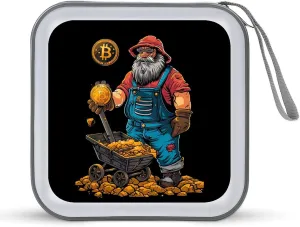 Bitcoin Miner Funny CD Case 40 Capacity DVD Storage Holder Portable Disc Wallet Organizer Bag for Home Travel Car