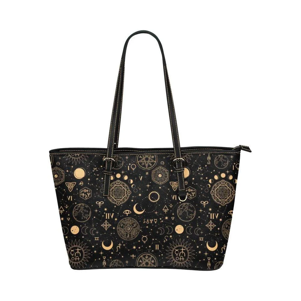 Black And Sand Celestial | Leather Tote Bag