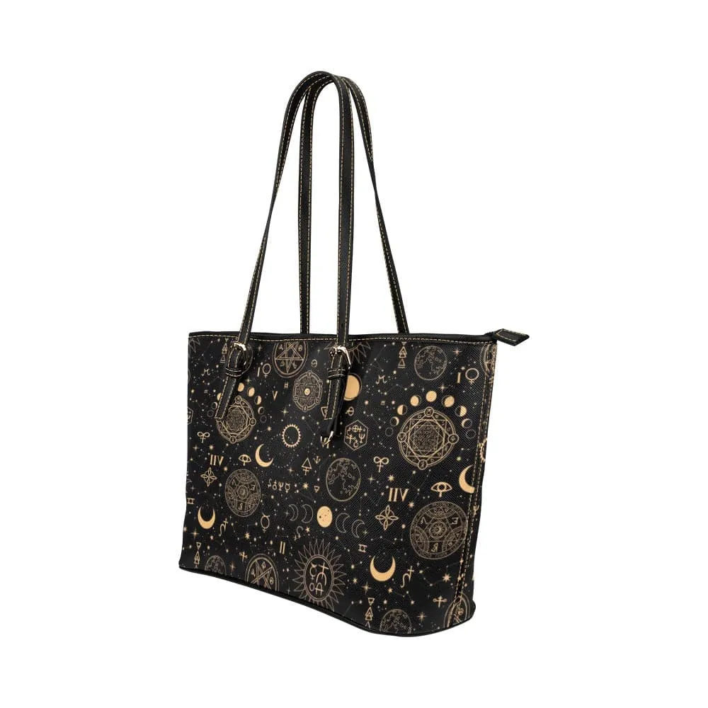 Black And Sand Celestial | Leather Tote Bag