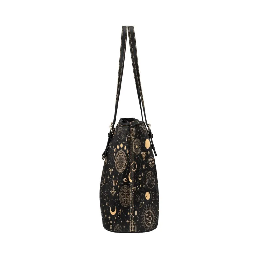 Black And Sand Celestial | Leather Tote Bag