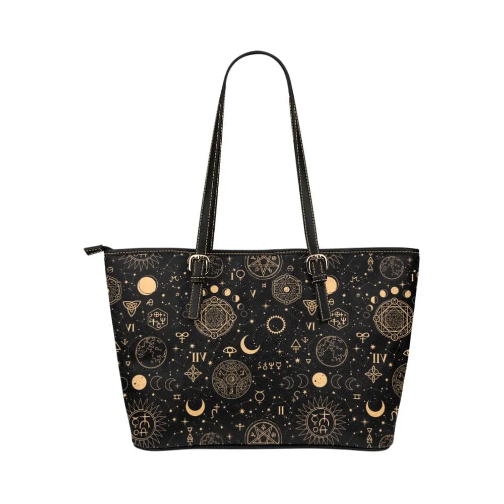 Black And Sand Celestial | Leather Tote Bag
