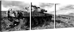 Black and White Tank Wall Art Canvas Boy Bedroom Decor Teen WWII Main Battle Tank Pictures on Wall Art for Home Decoration Living Room Bedroom and Kitchen Decor 3 Pcs Framed Canvas Prints 12X12inches