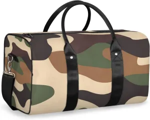 Black Brown Camo Travel Duffle Bag for Women Men Gym Duffel Foldable Bag Waterproof Weekender Camouflage Duffle Tote