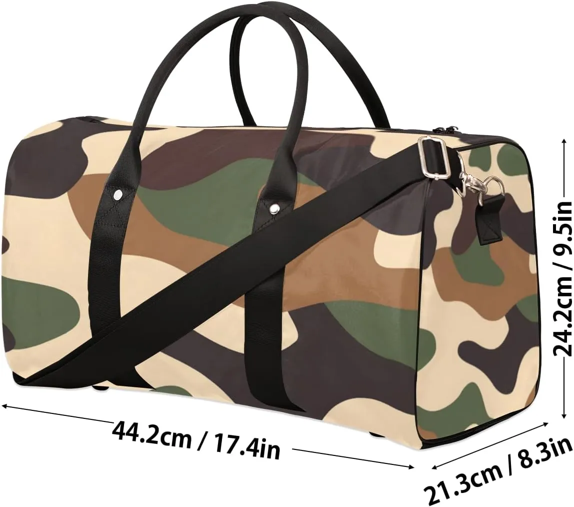 Black Brown Camo Travel Duffle Bag for Women Men Gym Duffel Foldable Bag Waterproof Weekender Camouflage Duffle Tote
