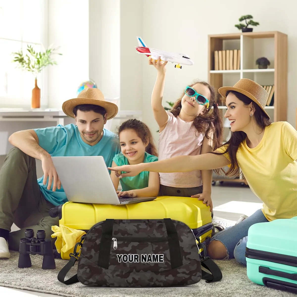 Black Camouflage Personalized Kids Duffel Bags for Boys Girls, Personalized Custom Sports Gym Bag, Customized Travel Duffel Bag Girls Dance Bag Weekender Overnight Bag for Kids