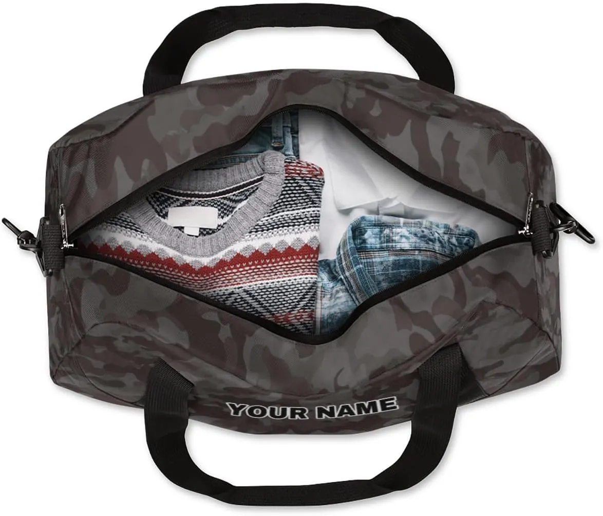 Black Camouflage Personalized Kids Duffel Bags for Boys Girls, Personalized Custom Sports Gym Bag, Customized Travel Duffel Bag Girls Dance Bag Weekender Overnight Bag for Kids