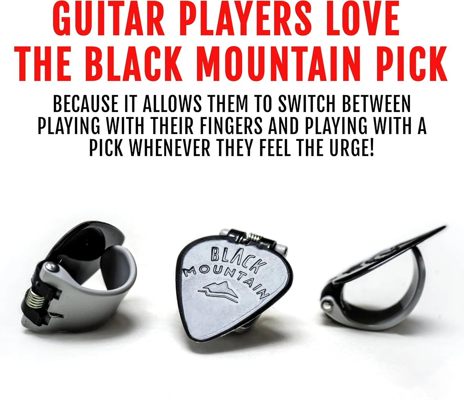 Black Mountain Heavy Gauge Thumb Picks for Acoustic Guitar, Electric Guitar, Ukulele, Banjo, and More - Spring Loaded Universal Fit for Medium to XL Thumbs - Premium Finger Picks