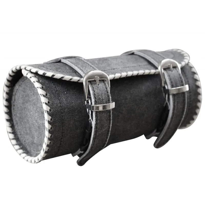 Black Vintage Biker Real Cowhide Leather Tool Bag