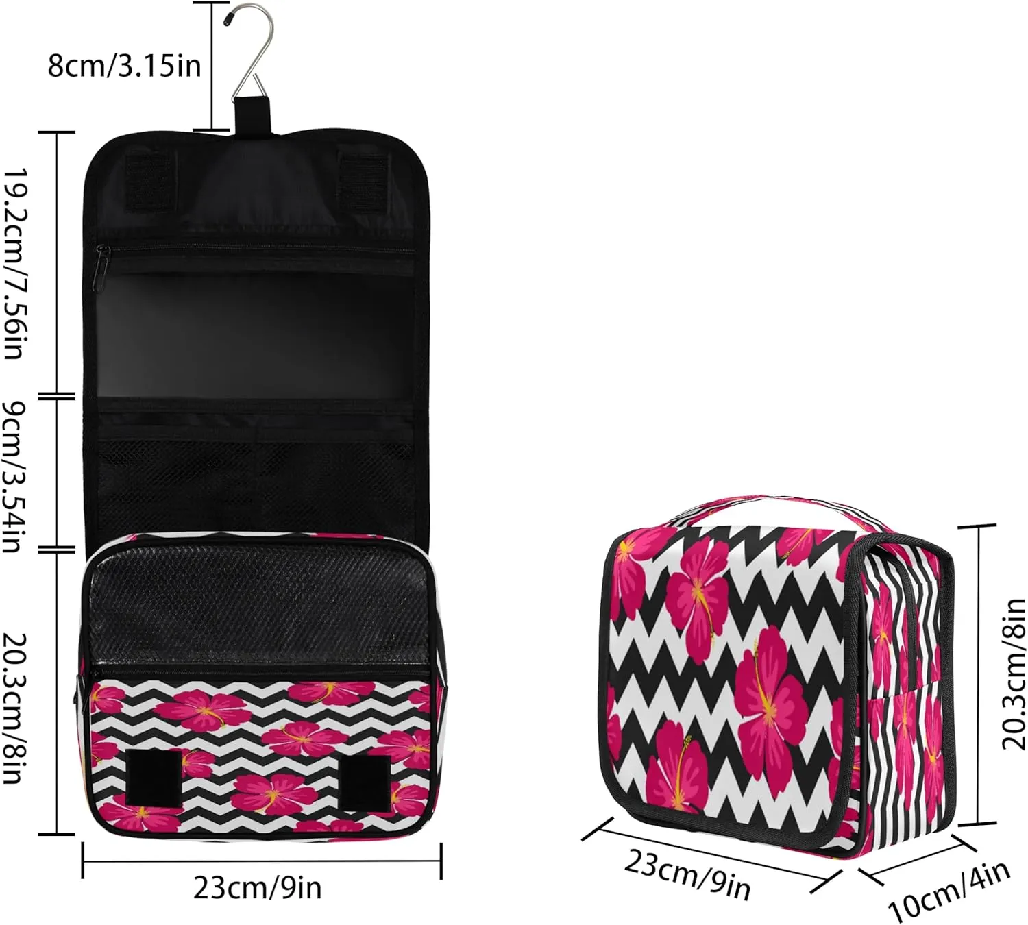 Bohemian Flower Style Hanging Toiletry Bag Waterproof Makeup Cosmetic Bag Travel Bag Organizer for Accessories Shampoo Full Sized Container Travel-Essentials Toiletry Bag