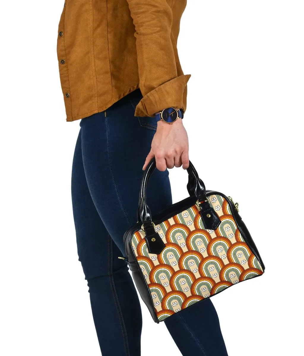Boho Rainbow Daisy | Leather Shoulder Bag