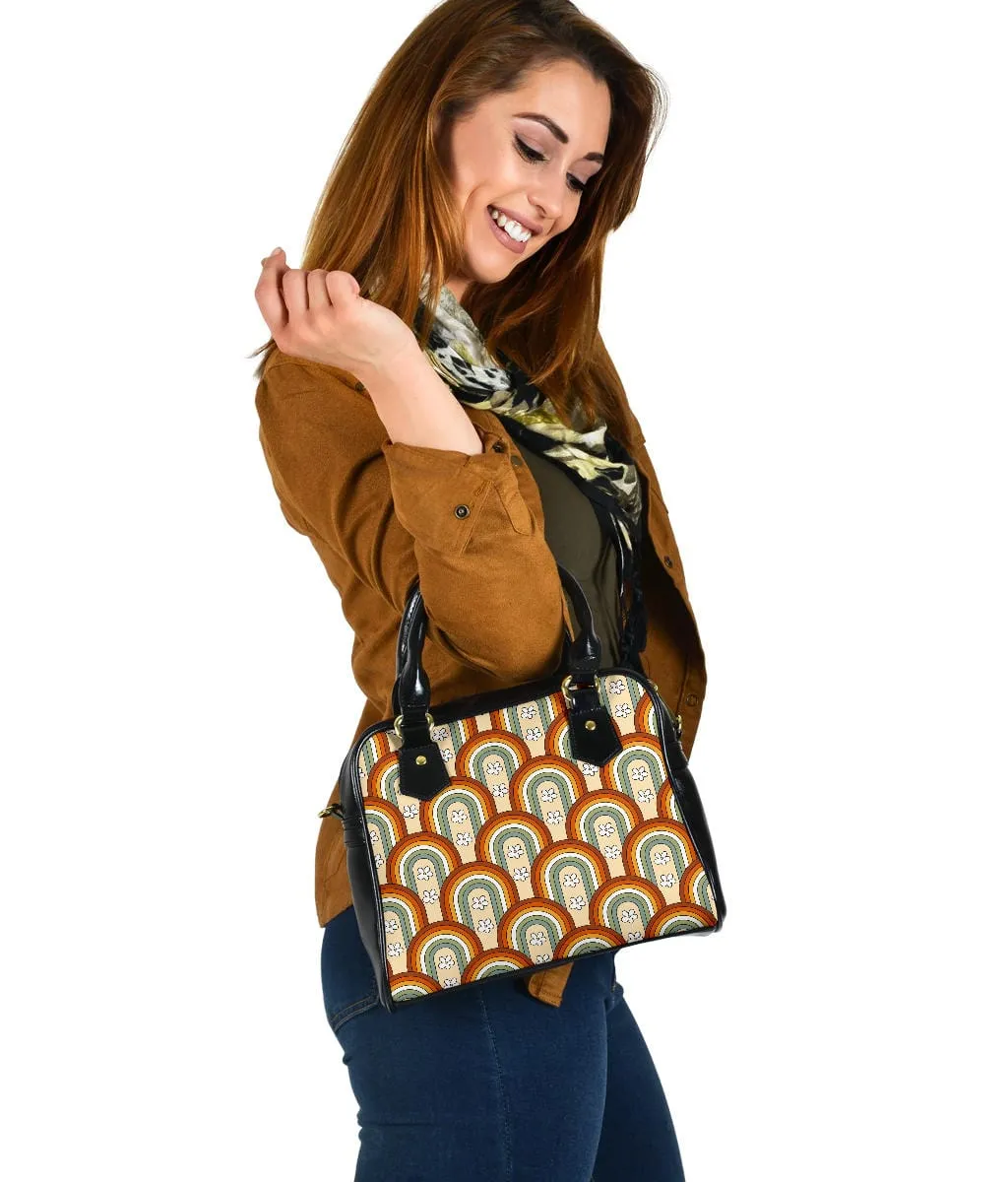 Boho Rainbow Daisy | Leather Shoulder Bag