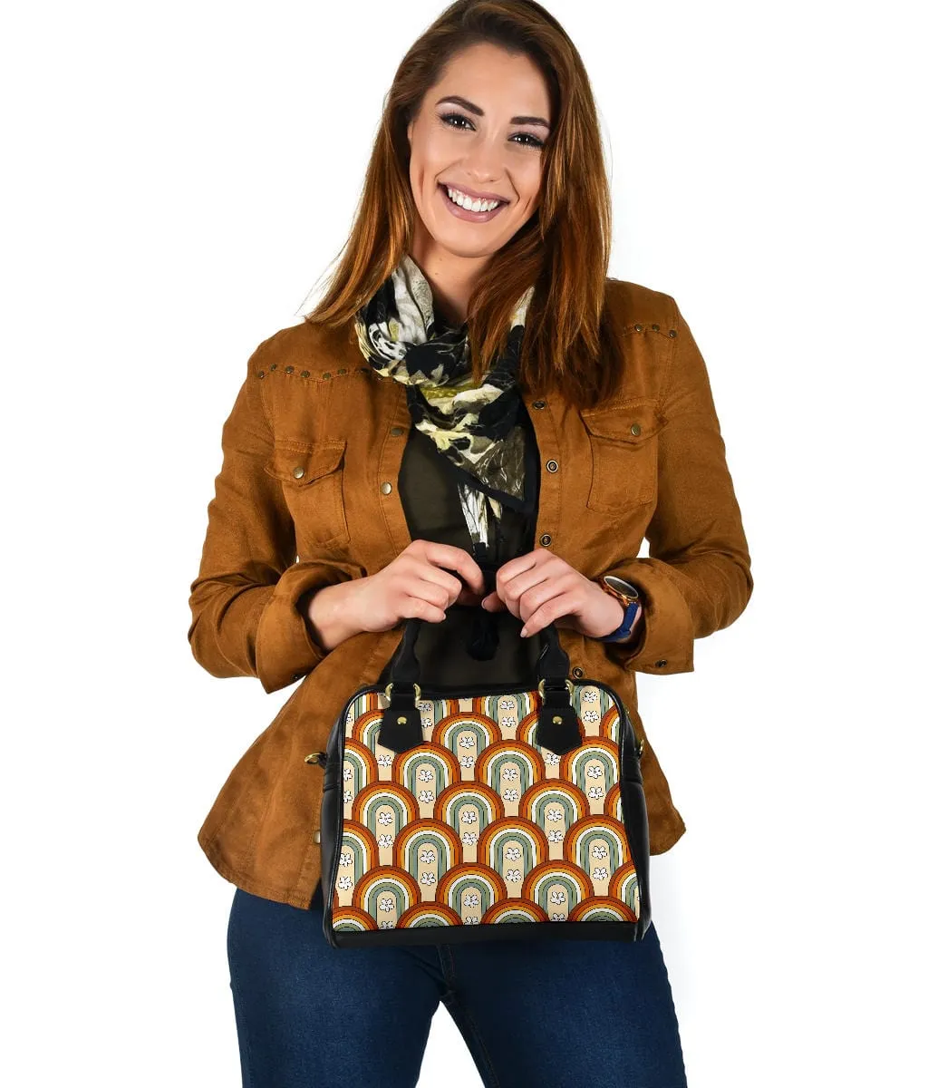 Boho Rainbow Daisy | Leather Shoulder Bag