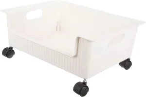 Books Display Shelf Plastic Storage Bins Storage Box with Pulleys Book Storage Box On Casters Plastic Put Bag Student Childrens Books Utility Rolling Cart