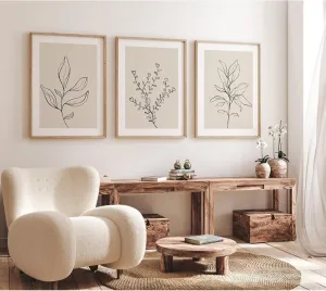 Botanical Wall Art Decor Set of 3 Neutral Wall Decor Boho Beige Canvas Wall Art Botanical Minimalist Pictures Botanical Neutral Prints Beige Boho Artwork for Room Bedroom 12x16 Inch Unframed