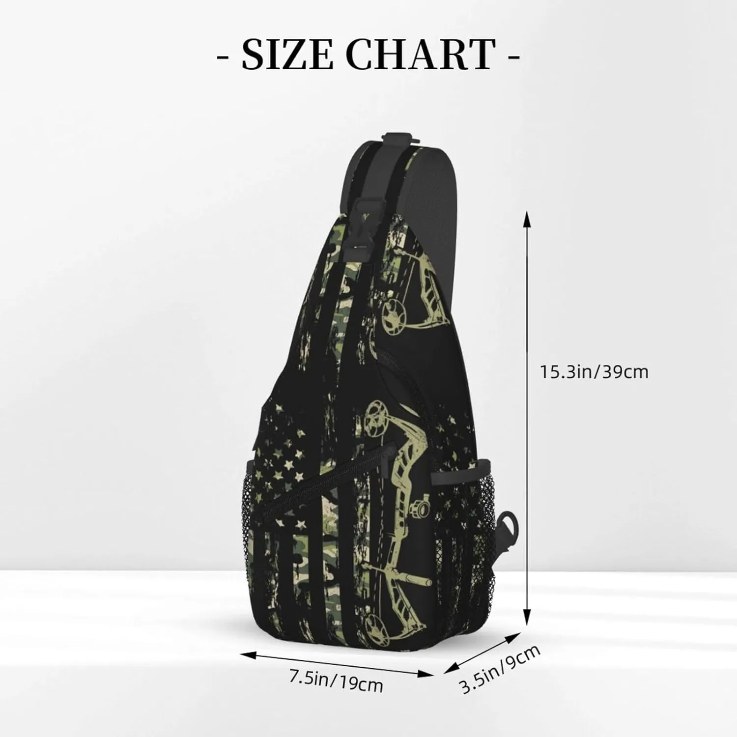 Bow Hunting American Flag Archery Bowhunter Camouflage Sling Bag Chest Bags Crossbody Bag Travel Shoulder Backpack