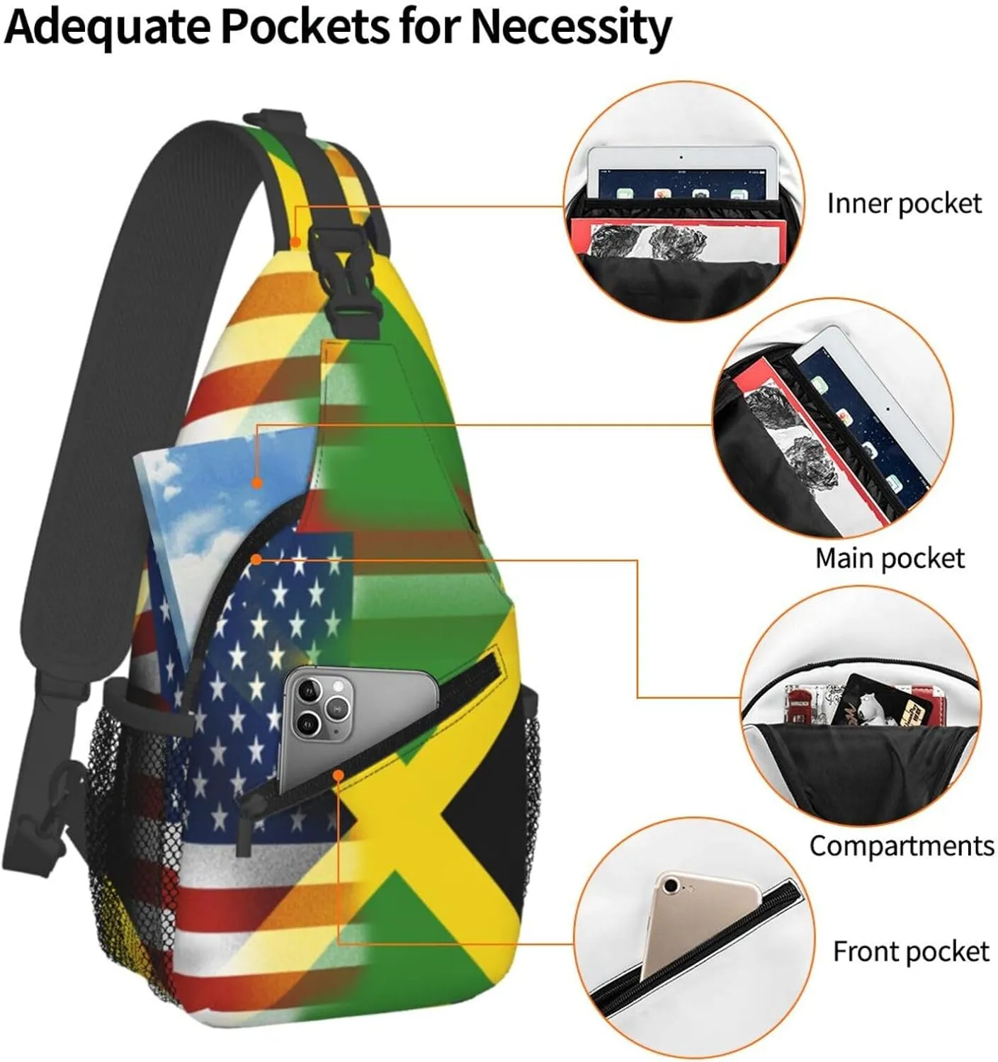 Bow Hunting American Flag Archery Bowhunter Camouflage Sling Bag Chest Bags Crossbody Bag Travel Shoulder Backpack