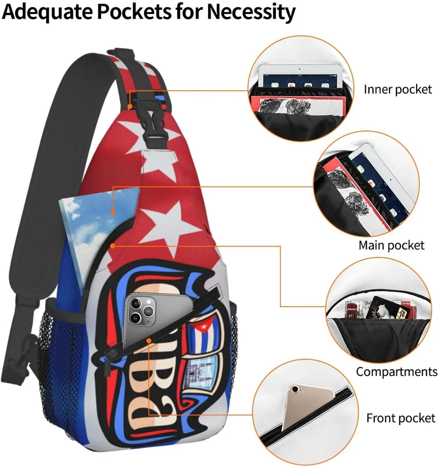 Bow Hunting American Flag Archery Bowhunter Camouflage Sling Bag Chest Bags Crossbody Bag Travel Shoulder Backpack