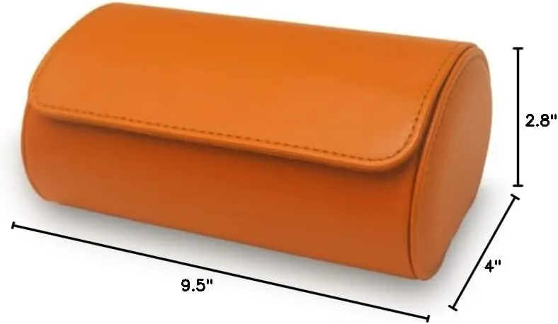 Brown Recycled Leather Watch Roll - Travel Case & Band Storage - 3 Watch Case (BROWN)