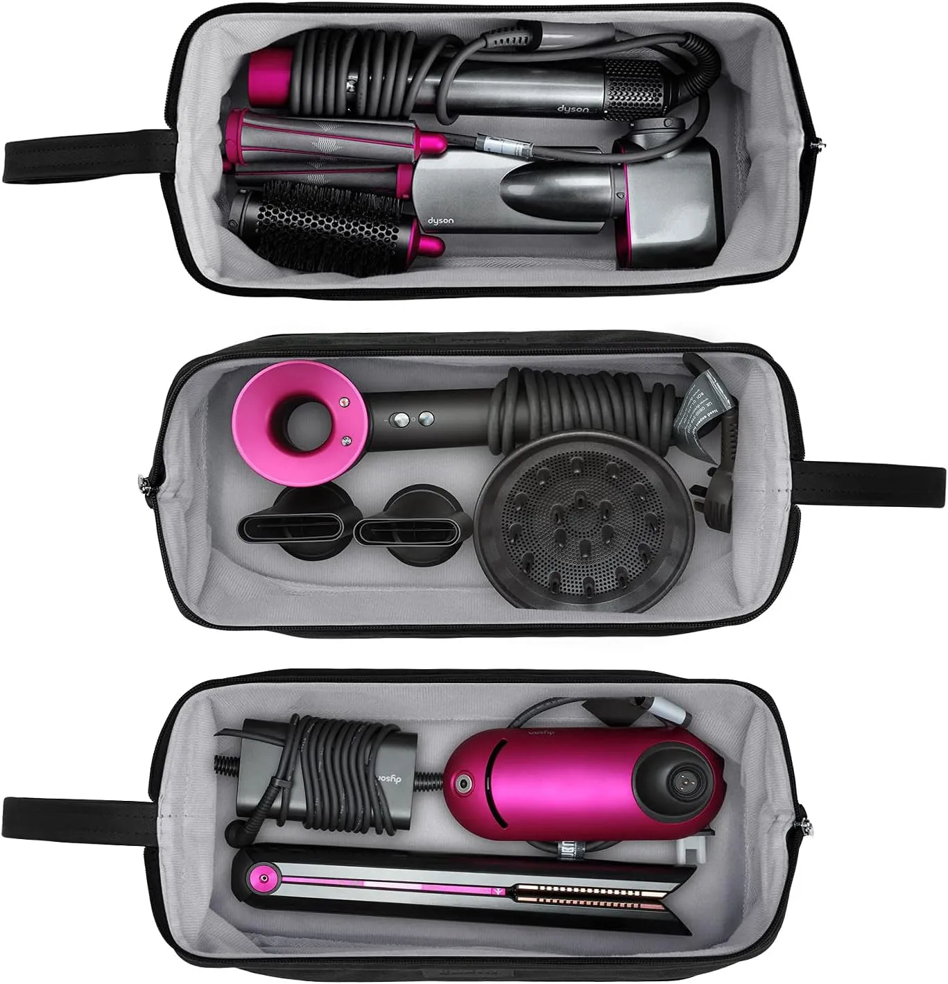 BUBM Travel Case Compatible with Dyson Airwrap & Curling Iron, Portable Hair Dryer Carrying Bag Waterproof Storage for Dyson Supersonic Styler Attachments Protection