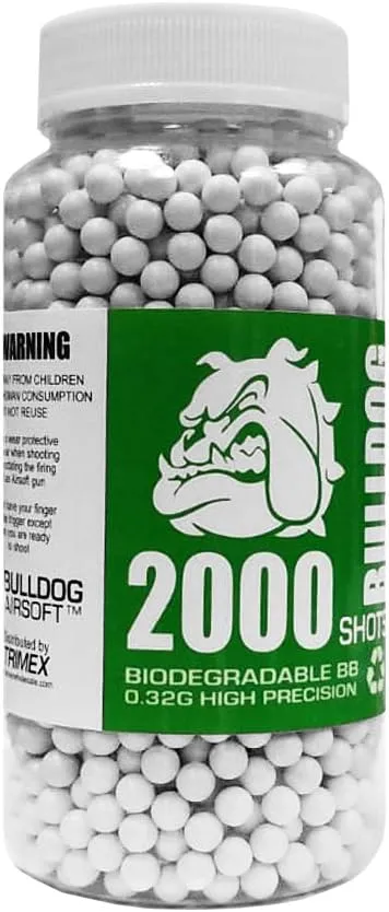BULLDOG AIRSOFT - 2000 Airsoft Pellets [0.32g] Biodegradable [6mm White] Triple Polished [Pro Team Grade]