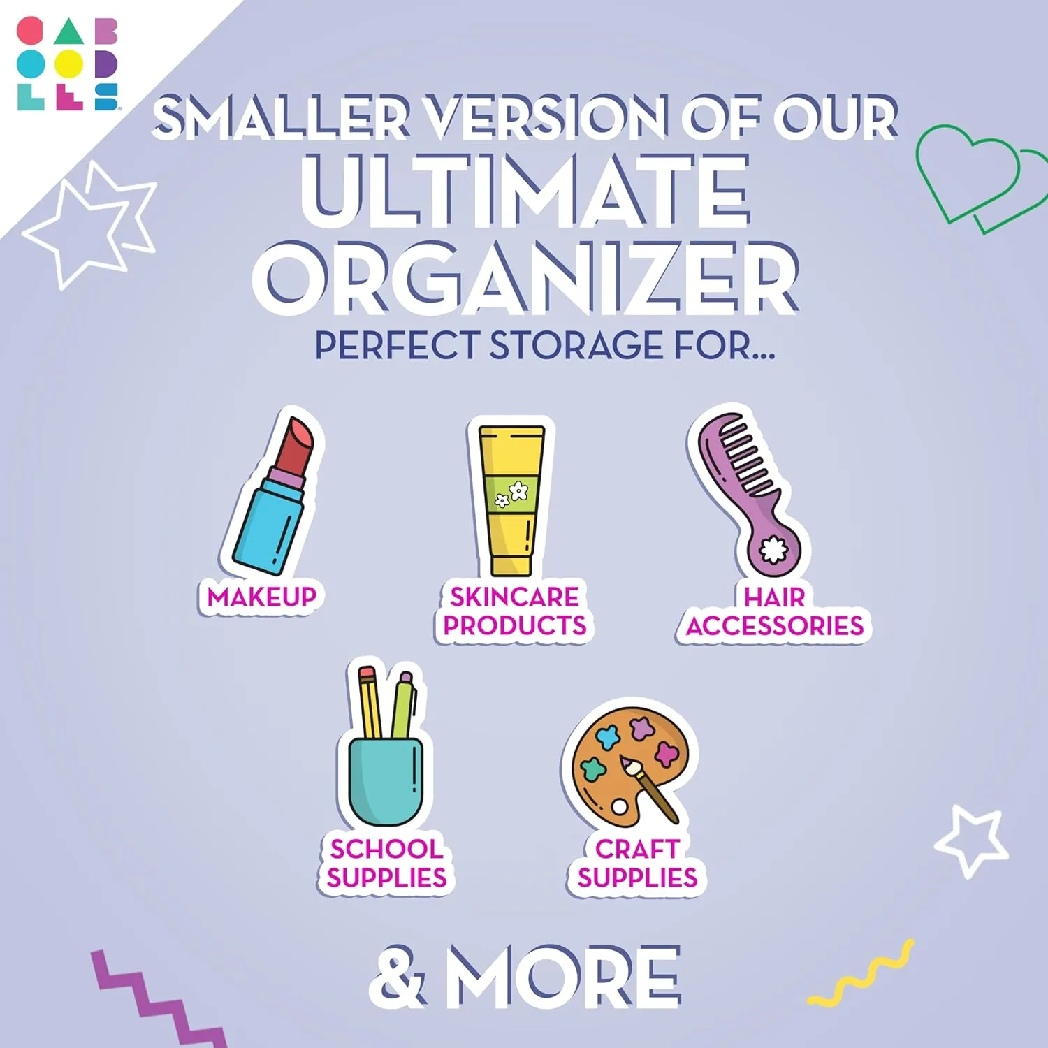 Caboodles Pretty in Petite Makeup Box, Hard Plastic Organizer Box, 2 Swivel Trays, Fashion Mirror, Secure Latch for Safe Travel