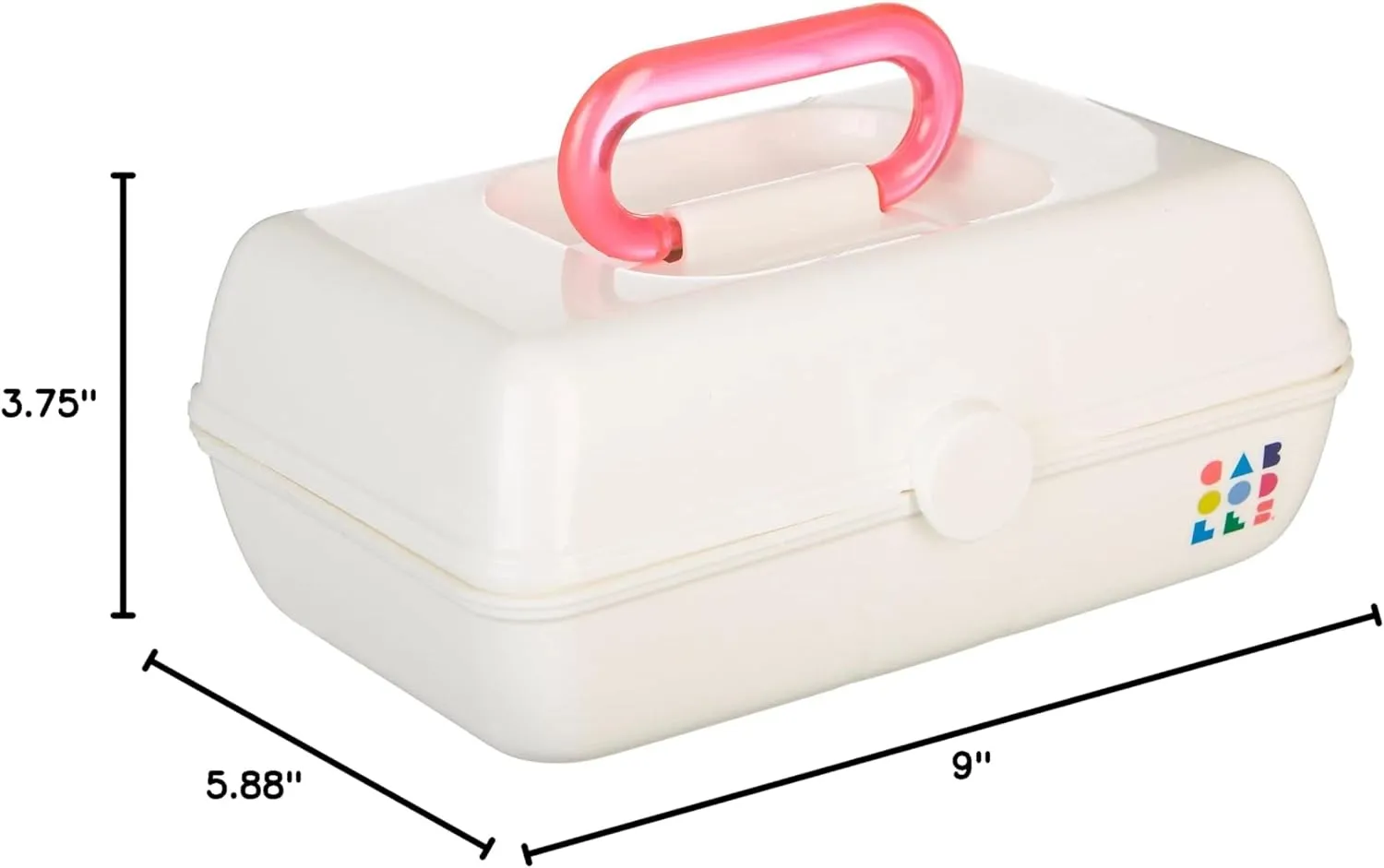 Caboodles Pretty in Petite Makeup Box, Two-Tone White on White, Hard Plastic Organizer Box, 2 Swivel Trays, Fashion Mirror, Secure Latch for Safe Travel