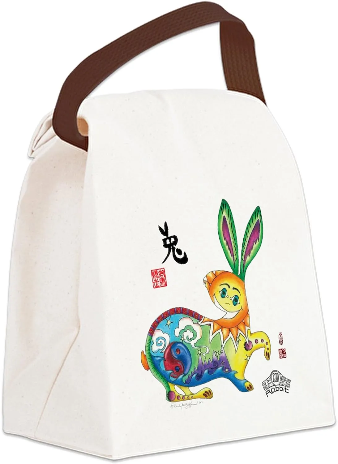 CafePress Rabbit Final_5_Chop Canvas Lunch Bag with Strap Handle