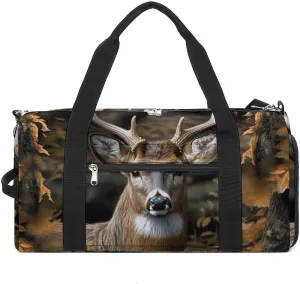 Camouflage Deer Gym Bag Sport Gym Tote Bag Lightweight Duffle Bag Carry On Weekender Bags for Women Men