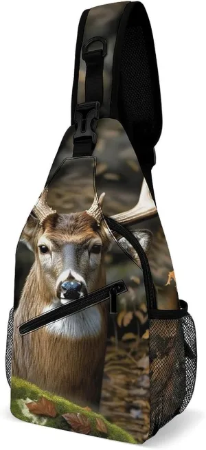 Camouflage Deer Sling Bag for Men Women Waterproof Chest Bag Print Cross Chest Bag Diagonally Gym Sport Travel Hiking Daypack