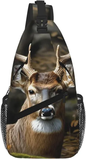 Camouflage Deer Sling Bag For Women Men Travel Hiking Backpack Crossbody Shoulder Chest Bags Casual Daypack