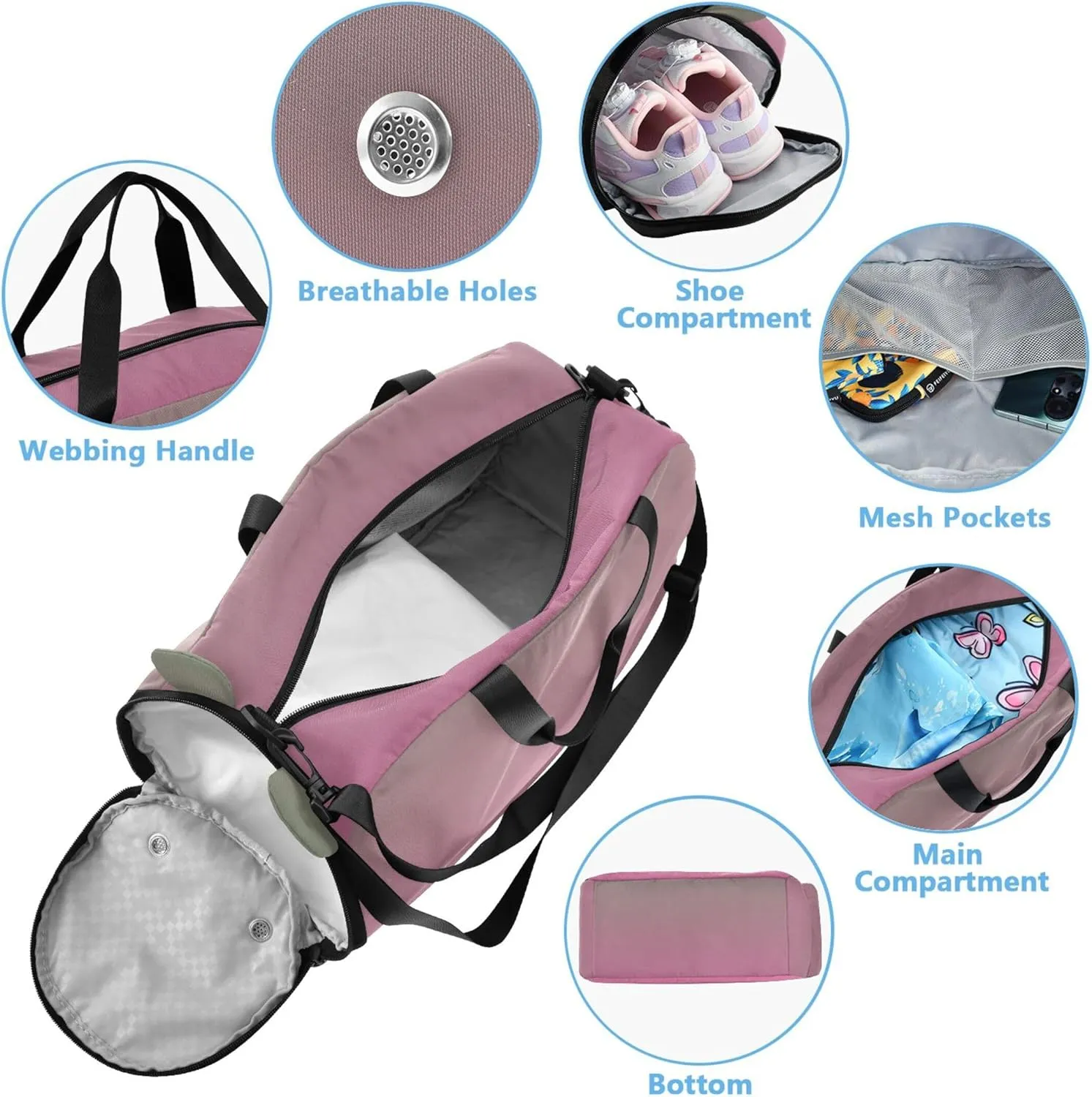 Camouflage Green Hot Pink Gradient Duffle Bags for Traveling Tote Weekender Overnight Duffle Bag for Kids Boys Carry on Duffel Bag