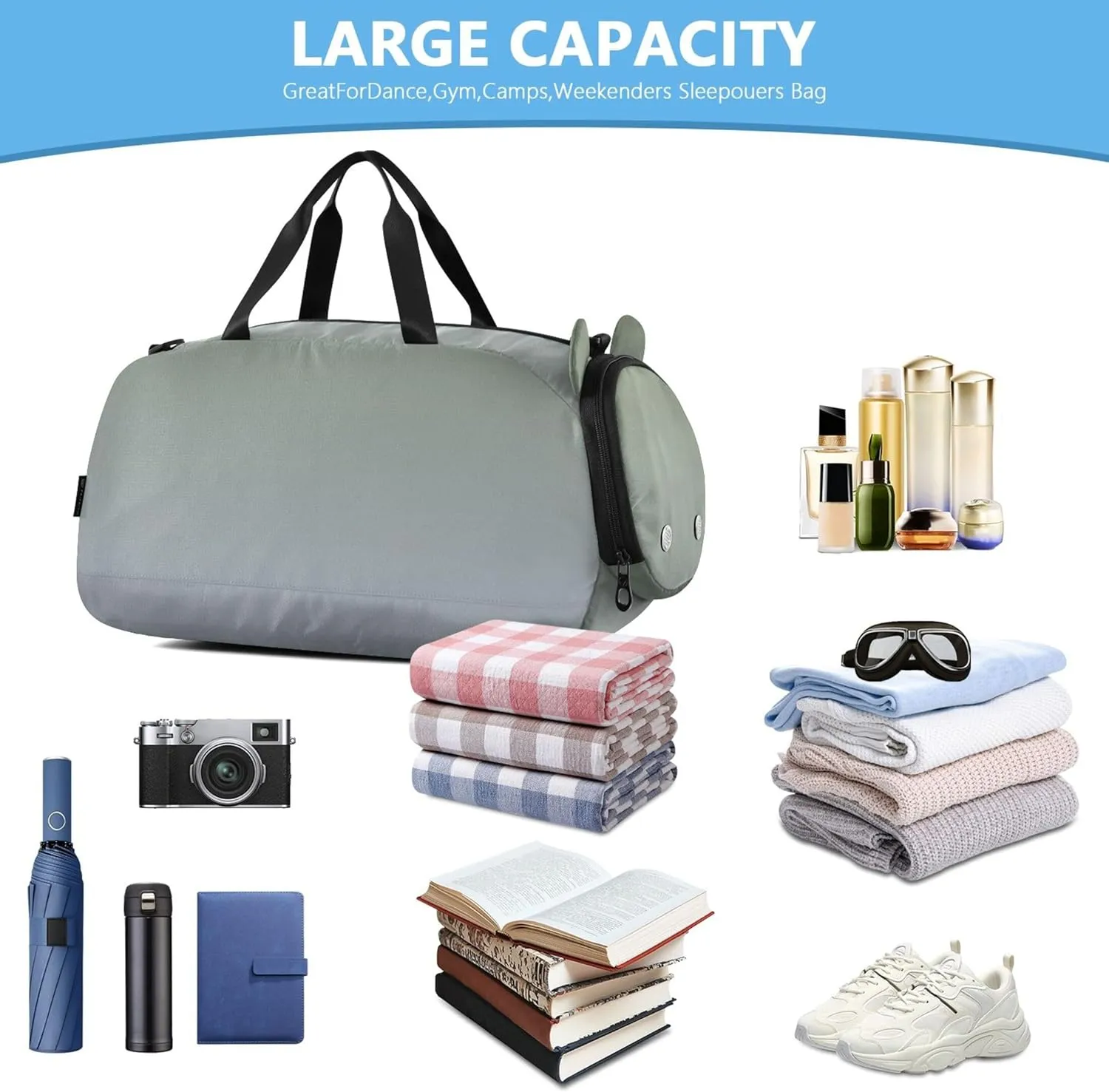 Camouflage Green Periwinkle Gradient Boys Carry on Duffel Bag Overnight Weekender Duffel Girls Tote Duffle Bags Travel Luggage Kids Sports