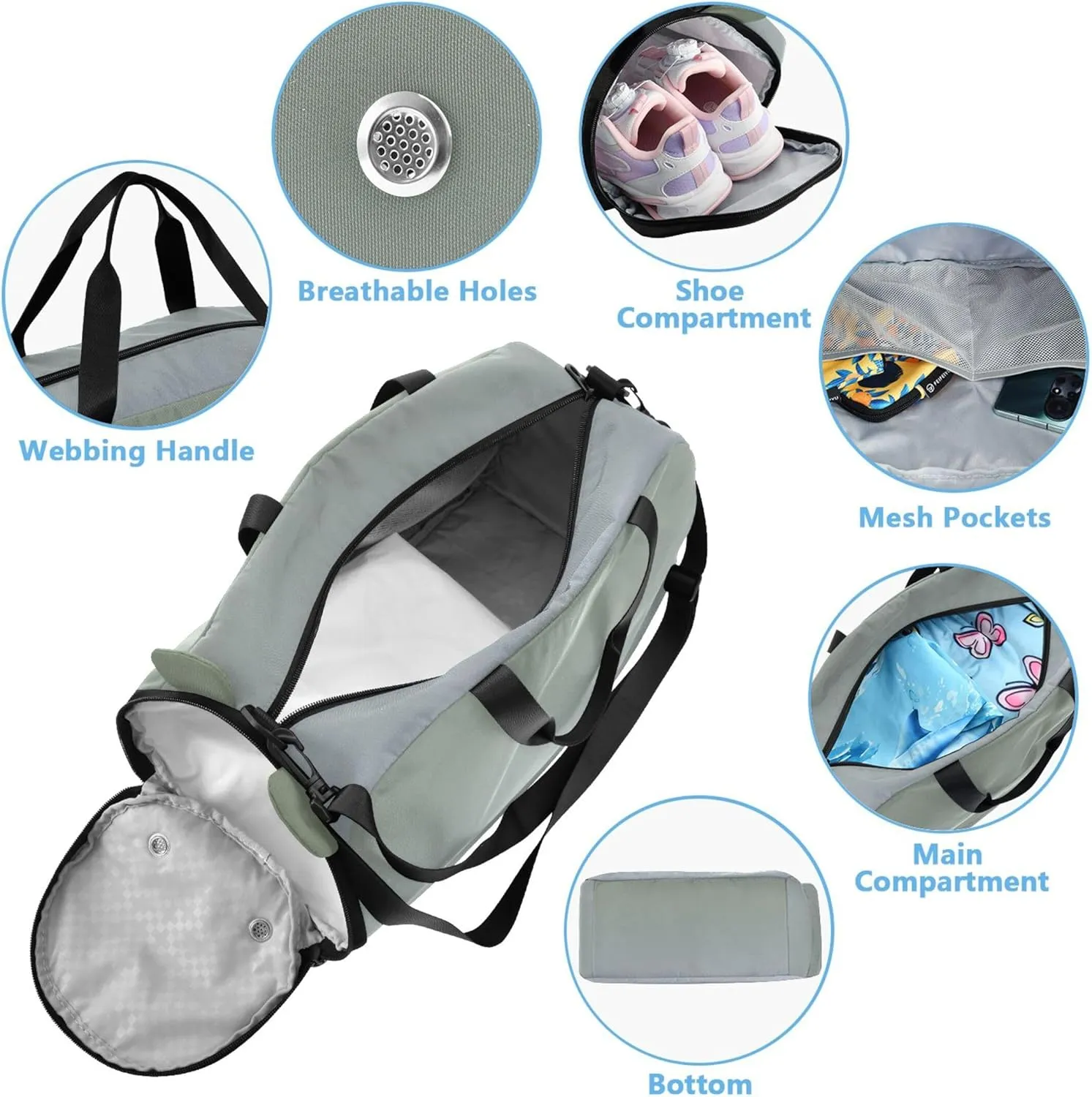 Camouflage Green Periwinkle Gradient Boys Carry on Duffel Bag Overnight Weekender Duffel Girls Tote Duffle Bags Travel Luggage Kids Sports