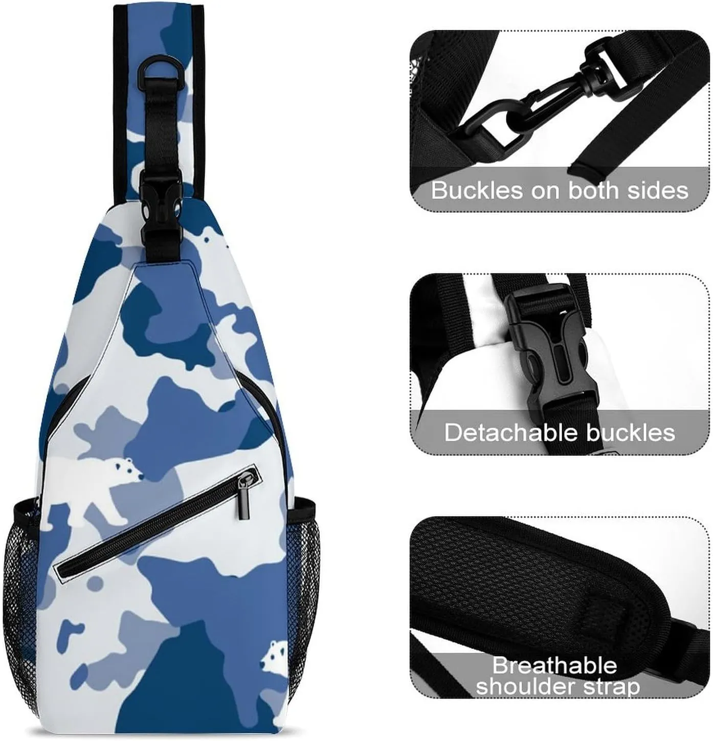 Camouflage Grey Versatile And Convenient Multipurpose Crossbody Bag - Perfect for Travel And Hiking