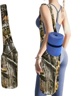Camouflage Hunting Forests Lightweight Yoga Mat Bag with Pockets Portable Canvas Carrying Shoulder Bags for Women Men