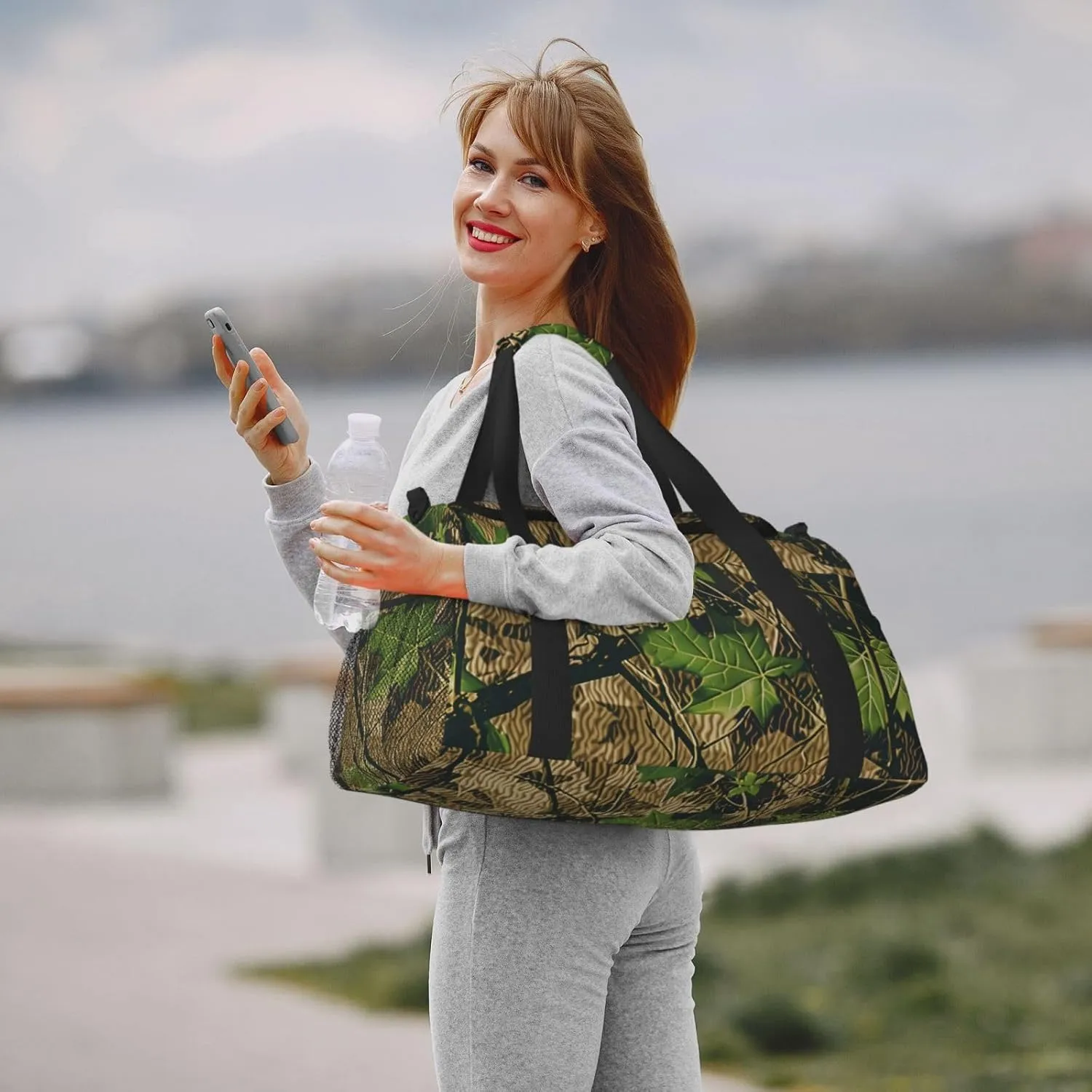 Camouflage Leaf Duffle Bag Foldable Travel Tote Bag Carry On Large Weekender Overnight Bags Waterproof Gym Bag For Women Men