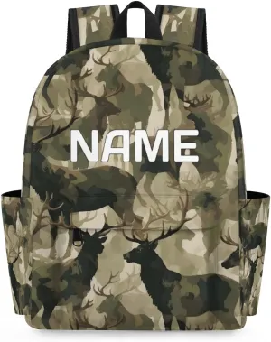 Camouflage Military Customized Kids Backpack for Boys Girls Deer Animal Personalized Preschool Toddler Backpack Kindergarten Nursery Bookbag Travel Children School Bag