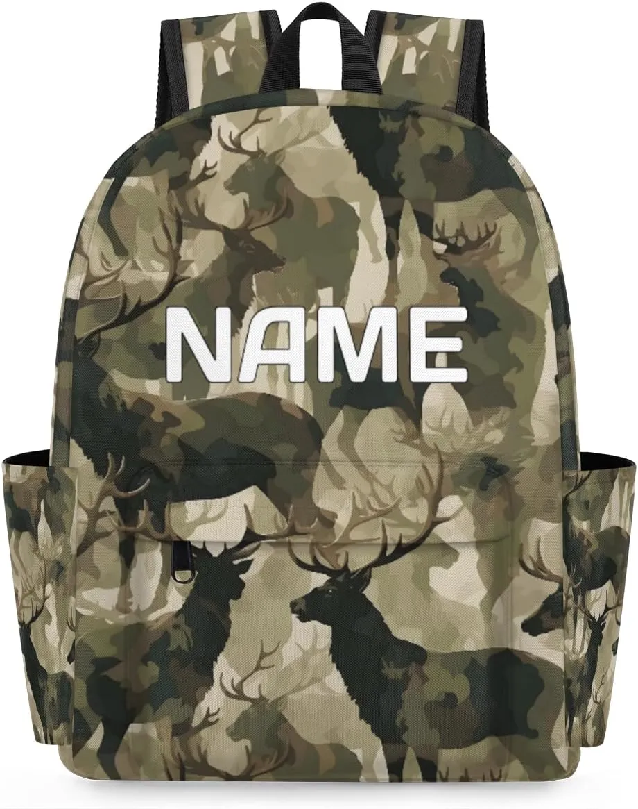 Camouflage Military Customized Kids Backpack for Boys Girls Deer Animal Personalized Preschool Toddler Backpack Kindergarten Nursery Bookbag Travel Children School Bag