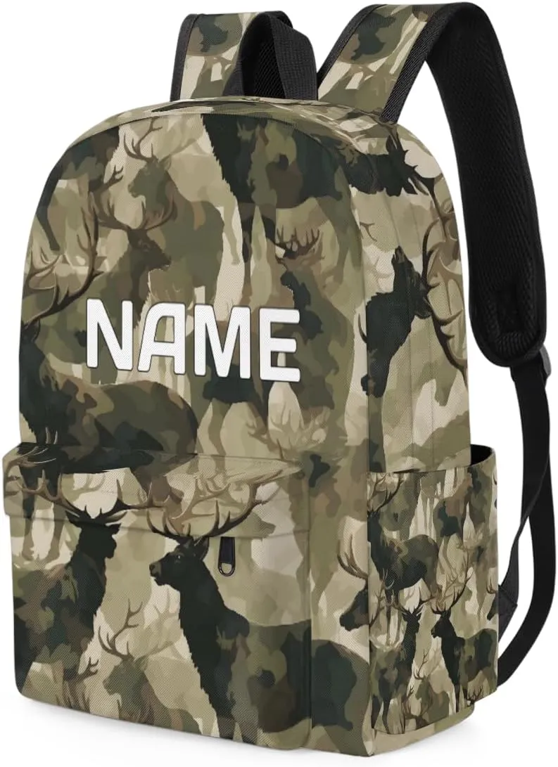 Camouflage Military Customized Kids Backpack for Boys Girls Deer Animal Personalized Preschool Toddler Backpack Kindergarten Nursery Bookbag Travel Children School Bag