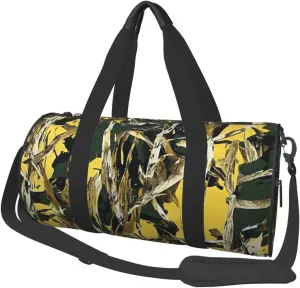 Camouflage Yellow & green Printed Sports Gym Bag for Men Women Foldable Duffel Bag Carry On Weekender Bag for Travel Sports